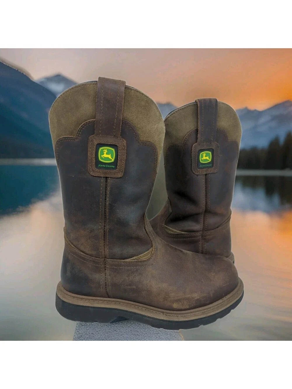 Dan Post John Deere Steel Toe Western Work Boots Mens 7.5 Women 8.5 Wide JD4394